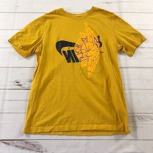 Nike Air Jordan Men Upside Down Logo Yellow Black T-Shirt Medium